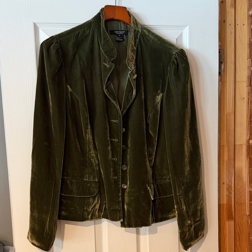 Karen Kane Olive Velvet Blazer